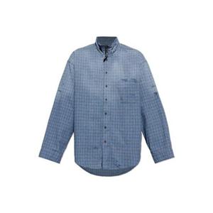 25 FW 발렌시아가 체크 롱슬리브 셔츠 블루 850813TTM26