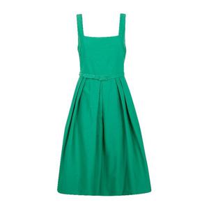 랄프로렌 스퀘어넥 벨티드 플리츠 원피스 253P03618001 STEM