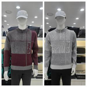 [핑][PING] 골프 남성 투톤 니쥬조직 하프 집업 스웨터 111D3SR1