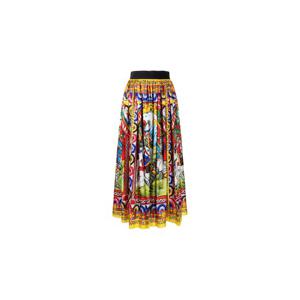 돌체앤가바나 돌체앤가바나 카레토 프린트 미디 스커트 F4BU6TGDS12