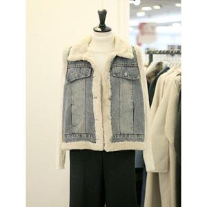 메종블랑쉬 세이브존03 르피타 퍼 카라 데님 베스트 조끼 AGL254BVOB51A