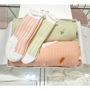 (에뜨와) (07T11791R) (쌍둥이출산백일선물)플리티바디수트양말세트(그린오렌지) (유아/출산/백일/돌선물/조카선물)
