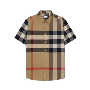 [버버리] 체크 포플린 반팔 셔츠/아카이브베이지/80173221