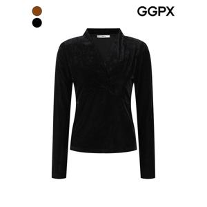 [GGPX]연말룩 벨벳 랩스타일 블라우스 (GPCSH009F)