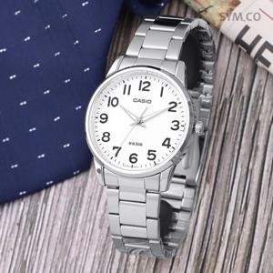 카시오 MTP-1303D-7B 모던 심플 라운드 아날로그 정장 남자 메탈 시계 d