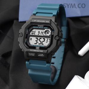 카시오 WS-1400H-3A 스퀘어 전자 오토캘린더 60랩기능 런닝 스포츠 남자 우레탄 시계