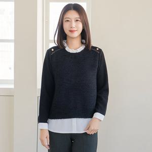 엄마옷 마담4060 뽀글이배색블라우스 데일리 여성 -ZBL2512007-