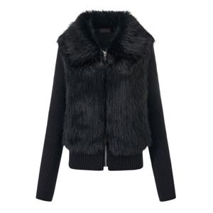 [탱커스]퍼 니트 소매 탈부착 배색 집업 자켓 (TX4JK028L0)