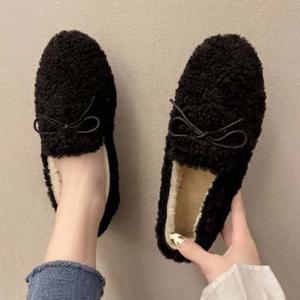 겨울슬립온 여성 퍼 안감 기모 로퍼 단화