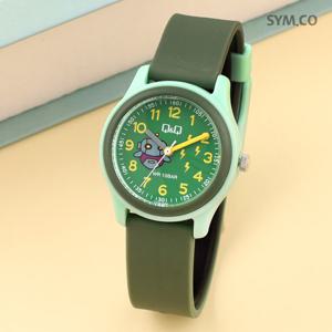 큐앤큐 VS59J-006Y 학습에 좋은 외계인 캐릭터 어린이 아동 우레탄 시계 d