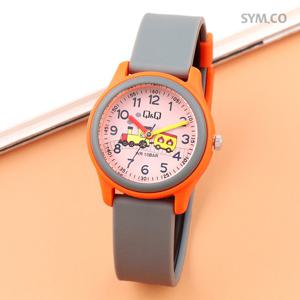큐앤큐 VS59J-008Y 학습에 좋은 칙칙폭폭 캐릭터 어린이 아동 우레탄 시계 d