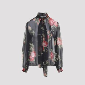 돌체앤가바나 플로럴 시어 타이 넥 블라우스 F7BJ2T IS11F HN5Z