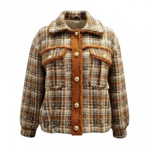 [페이지플린]카라넥 체크 니트 캐쥬얼 자켓 F5DJK501