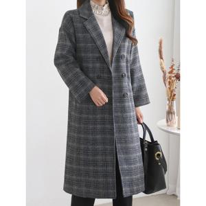 [모리스커밍홈]모던 더블버튼 체크 울 누빔코트_M2111CT703D_L3