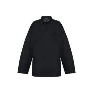 25 FW 발렌시아가 칼라드 롱슬리브 폴로 셔츠 블랙 806144TRVW4