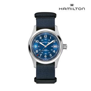 [해밀턴][공식] 해밀턴 카키필드 오토 38mm 블루 다이얼 나토스트랩 시계 H70455940