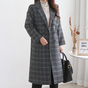 [모리스커밍홈] 모던 더블버튼 체크 울 누빔코트_M2111CT703D