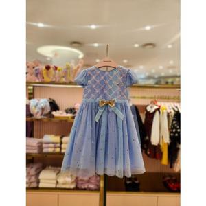 프렌치캣5 여아 라이트블루샤배색망또원피스 (Q56DBO090)