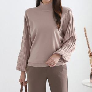 [모리스커밍홈] 소매주름 벌룬 반폴라 니트_M2211KN232D