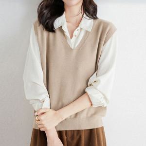 [모리스커밍홈] 베이직 루즈핏 언발 니트 조끼_M2308KV007C