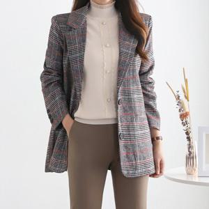 [모리스커밍홈] 도톰 글렌체크 원버튼 자켓_M2410JK616D