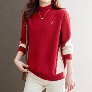 [모리스커밍홈] 하트브롯치 반폴라 배색 니트_M2512KN659D