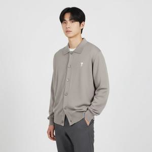 아미 25SS 스몰 하트로고 울 카라 가디건 애쉬베이지 HKC221 KN0025 0952