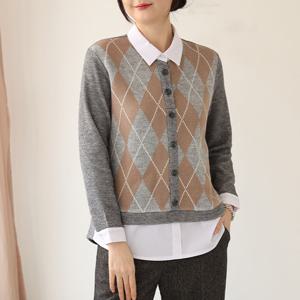 [웬디즈갤러리]아가일 셔츠 레이어드 니트 /포근 겨울 코디 외출룩 TKN135