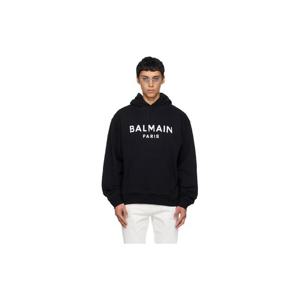 25 FW 발망 남성 블랙 프린트 코튼 후드티 261251M202004