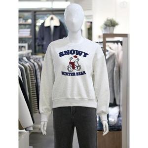 애드호크 세이브존03 애드호크 여성 자수 곰돌이 라운드 맨투맨 티셔츠 AGBHALT55A