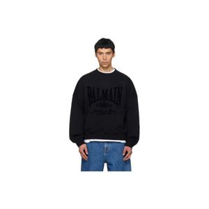 발망 스웨트셔츠 블랙 프린트 코튼 스웨트셔츠 261251M204000