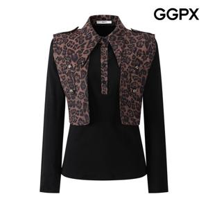 GGPX  카라넥 레오파드 반오픈 티셔츠 GPCTS014F
