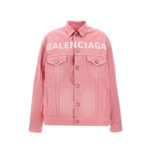 25 FW 발렌시아가 로고 엠브로이더드 디스트레스드 데님 자켓 핑크 823408TRWA9