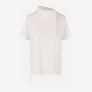 요지야마모토 하이넥 사이드 타이 슬릿 티셔츠 FQT88007 WHITE