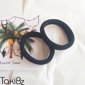 [타키비즈] 무매듭 블랙링 헤어끈(와이드형)X10개