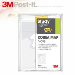 3M포스트잇 스터디메이트 KOREA MAP657 74.5x102mm 1패드40매/쓰리엠포스트잇/포스트잍