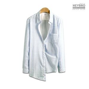 [헤이브로]여성 깅엄 체크 아사 셔츠 남방 블루스카이