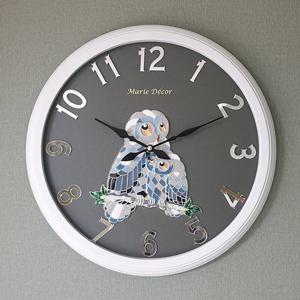 미러넘버 벽시계 (컬러블록 부엉이 실버)