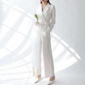 쉘프 웨딩 고급스러운 실크 와이드 일자핏 브이넥 점