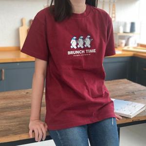 [험블스튜디오] 런치타임베어 프린팅 오버핏 반팔티 버건디