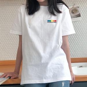 [험블스튜디오] 데일리 레인보우 레터링 로고반팔티 화이트