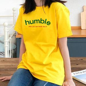 [험블스튜디오] 여성 기본 레터링 노란색 반팔 티셔츠