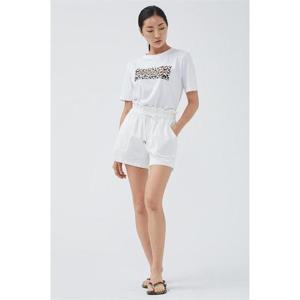 포켓 스트링 밴딩 반바지 화이트