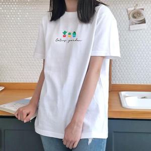 [험블스튜디오] 선인장 레터링 로고 루즈핏 반팔티 화이트