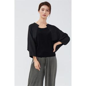 래글런 오버 니트 가오리 블라우스 블랙