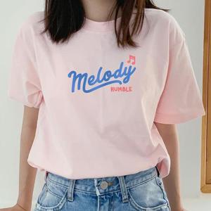 [험블스튜디오] 심플 감성 멜로디 레터링 루즈핏 면 반팔티