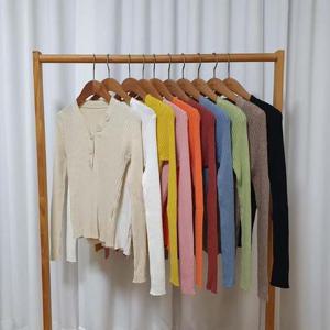 [도도하나] 브이넥 단추 골지니트[10컬러]