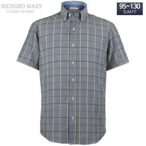 95-120 빅사이즈 체크 반팔 슬림핏 와이셔츠 - SMA6213