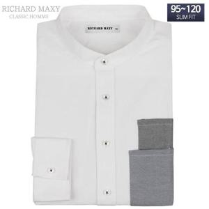 95-120 빅사이즈 차이나카라 긴팔 슬림핏셔츠 - SMA3339