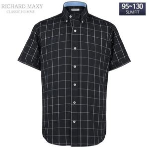 95-120 빅사이즈 체크 반팔 슬림핏 와이셔츠 - SMA6217